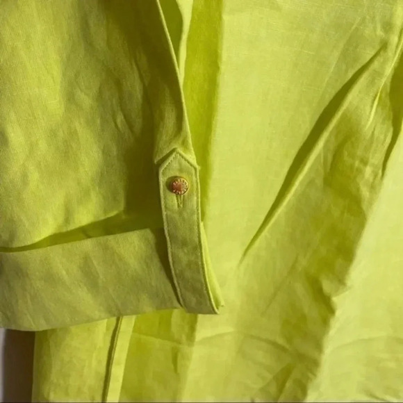 Ellen Tracy linen blend split V inverted pleat shirt Large - Picture 5 of 9